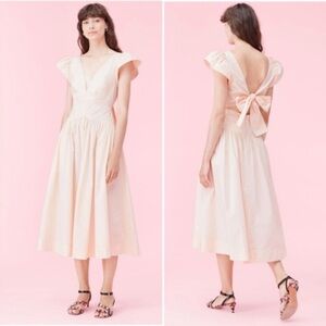 La Vie Fit & Flare Midi Dress w/ Pockets – NWOT – Cap Sleeve – Bow Back